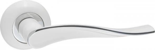 Ручка дверная RENZ INDH 427-08 MSW/CP «Модена», матовый супер белый/хром блестящий