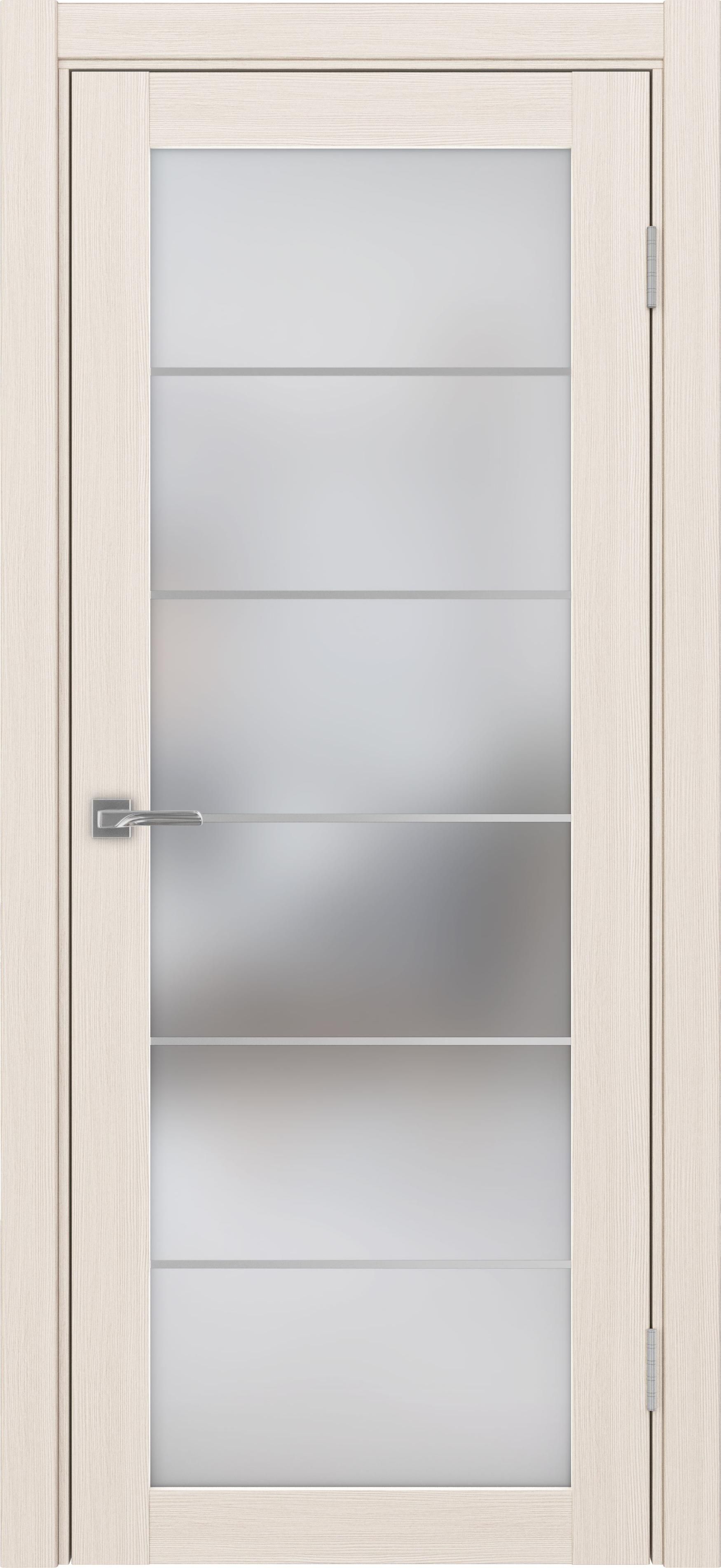 Межкомнатная дверь «Турин 501.2 АСС Ясень перламутровый» стекло сатин с алюминиевыми молдингами