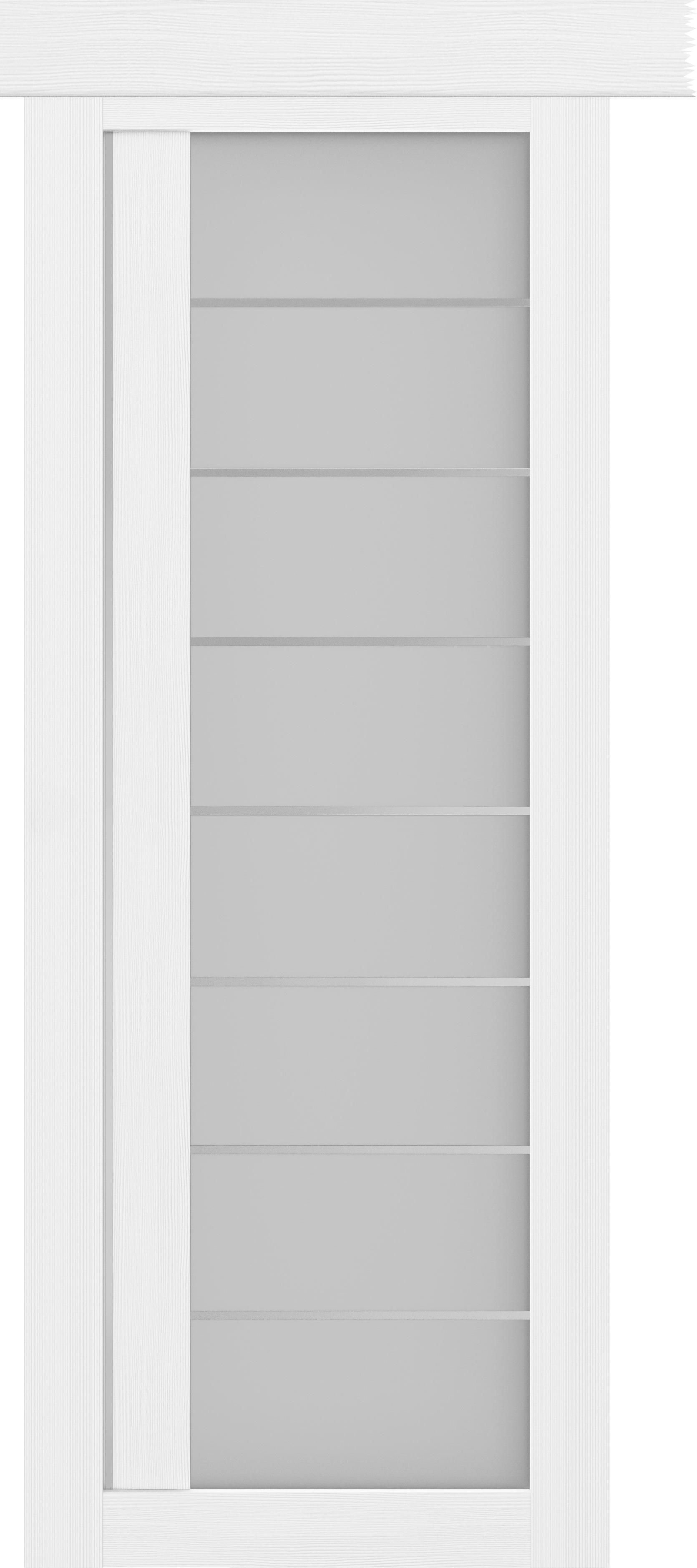 Межкомнатная раздвижная дверь «Турин 524АСС белый лёд со стеклом Мателюкс»